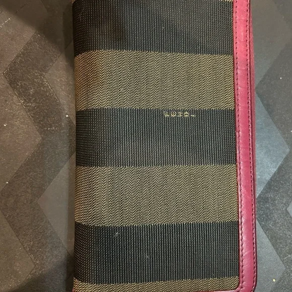 Fendi Black, Brown and Pink Striped Wallet - Picture 1 of 6
